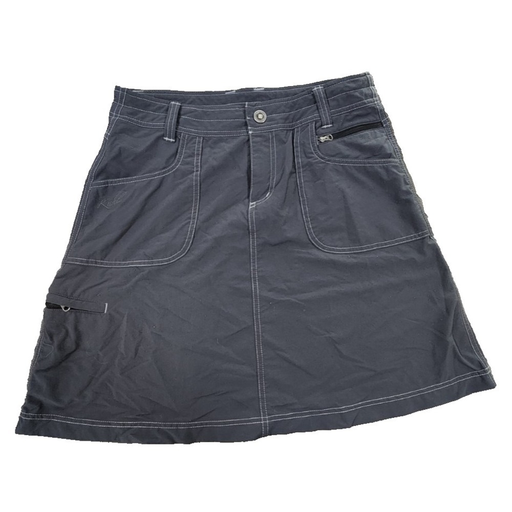 Kuhl Women Gray A-Line Outdoor Hiking Skirt Multi-Pocket Contrast Stitch Size 4